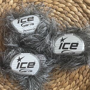 Ice Yarns Metallic Gray Eyelash Yarn 4 skeins bundle super soft